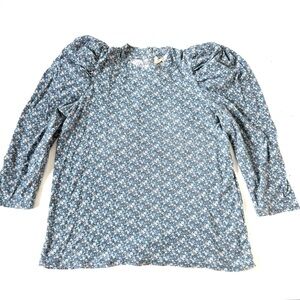 Nation LTD Zeta Puff-Sleeve Mock Neck Snap Back Floral Cottagecore Top Size M